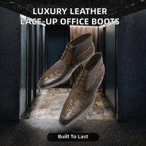 Bottes de sécurité pour homme en cuir véritable, à lacets, de luxe, pour le bureau, antidérapantes, faites à la main, toutes saisons - Product Image 2