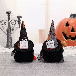 Ensemble de 2 gnomes en peluche lumineux pour Halloween, taille pint, noirs et blancs, elfes sorciers pour une décoration de table effrayante - Product Image 5