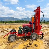Petite foreuse hydraulique pneumatique sur remorque pour puits d'eau, machine de forage de puits profonds de 100-200 m