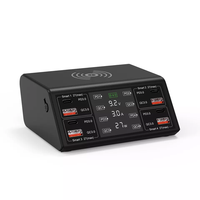 Chargeur Usb c intelligent multi-ports pour téléphone portable Charge rapide QC 3.0 PD 100w Station de charge Usb avec écran LCD