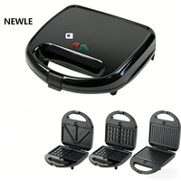 Nouvelle Grille de Contact Électrique Antiadhésive Sans Fumée 3 Pièces Amovibles Newle, Gaufrier Domestique Français