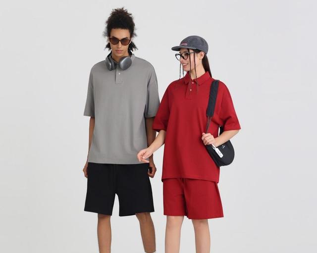 275gsm Heavyweight Men's Polo Shirt, American Japanese Style Oversized Drop Shoulder T-Shirt, Solid Color Plain Lapel Casual Top