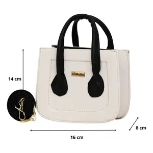 Bolso Bandolera para Mujer Liz Blanco de Fana Fashions, Diseño Minimalista en PU, Cadenas con Letras, Color Blanco, para Uso Diario en Otoño - Product Image 4