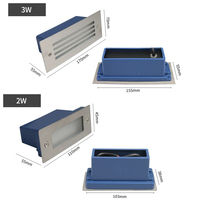 CSLIDO 2W 3W 5W Applique murale à LED Applique d'escalier en aluminium avec capteur encastré LED Step Lamp Pathway Wall Corner Lamps