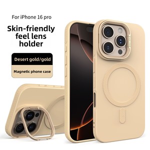 Funda Protectora de Lujo Para <span class=keywords><strong>Apple</strong></span> iPhone 15 16 Pro Max con Soporte de Lente Invisible Magnética con Tacto Mate tipo Piel Para Cámara 14 13 - Product Image 2