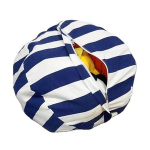 Sofá Infantil Creativo Tipo Puff con Bolsa de Almacenamiento, Gran Capacidad, Cierre de Cremallera, Relleno Suave, Rayas Azules y Blancas - Product Image 4