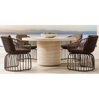 Luxuriöse Gartenmöbel Aluminiumrahmen Wetterfeste Seilgeflecht Outdoor-Esszimmerstühle