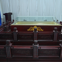 Plataforma de Exhibición de Ataúdes Fúnebres de Madera Maciza de Alta Resistencia Fuyono, Equipo Funerario Profesional, Color Cobre