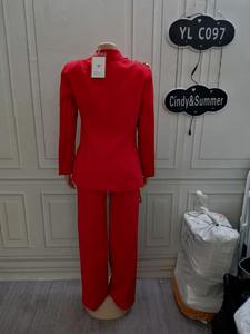 Completo Casual da <span class=keywords><strong>Donna</strong></span> 2 Pezzi - Giacca Blazer <span class=keywords><strong>a</strong></span> <span class=keywords><strong>Righe</strong></span> e Pantaloni Tinta Unita per l'Estate - Product Image 3