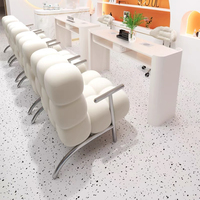 Table de manucure en marbre laqué sur mesure de luxe avec support pour téléphone portable, chaise de technicien moderne de luxe léger pour salons