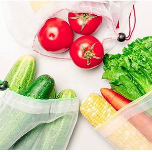 Sacs de courses réutilisables et lavables en maille polyester pour fruits et légumes - Product Image 2