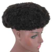 Toupet de remplacement en cheveux humains Afro Kinky Curly Hair pour hommes Toupet Hair Mono Net Durable