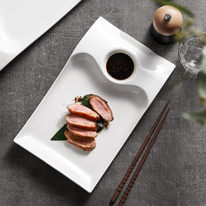 Piatto Professionale in Ceramica per Servire Anatra alla Pechinese con Scomparto Integrato per Salsa, Non Tossico, Lavabile in Lavastoviglie, per Uso in Ristoranti Cinesi - Product Image 3