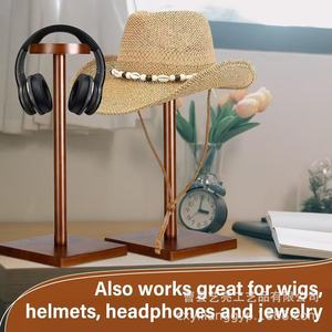 Wooden <b>Hat</b> Display Rack With Square Base Minimalist Wig Cap Helmet Jewelry Storage Desktop <b>Stand</b> - Product Image 2