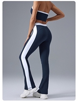 Ensemble de sport athlétique deux pièces pour femme : soutien-gorge dos nu et short évasé taille haute contrastant pour le yoga et l'entraînement en salle de sport