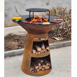 Vente en gros Barbecue d'extérieur en bois personnalisé en acier corten Foyers à bois d'extérieur avec barbecue <span class=keywords><strong>Plancha</strong></span> - Product Image 1