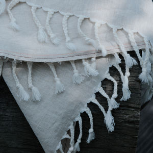 OEKO-TEX naturel 100% lin queue <span class=keywords><strong>de</strong></span> cheval franges manta <span class=keywords><strong>de</strong></span> lino - Product Image 2