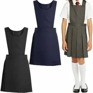 कस्टम ब्रिटिश स्कूल वर्दी प्राथमिक Pinafore स्कूल ड्रेस अंगरखा Pleated लड़कियों के स्थायी Pleats स्कूल Pinafore
