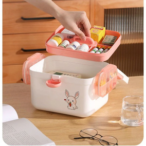 <b>Cute</b> Rabbit <b>Pill</b> Storage <b>Box</b> Plastic Medicine Organizer With Compartment For Home Children Baby Use 2 Grids Shantou Made - Product Image 3