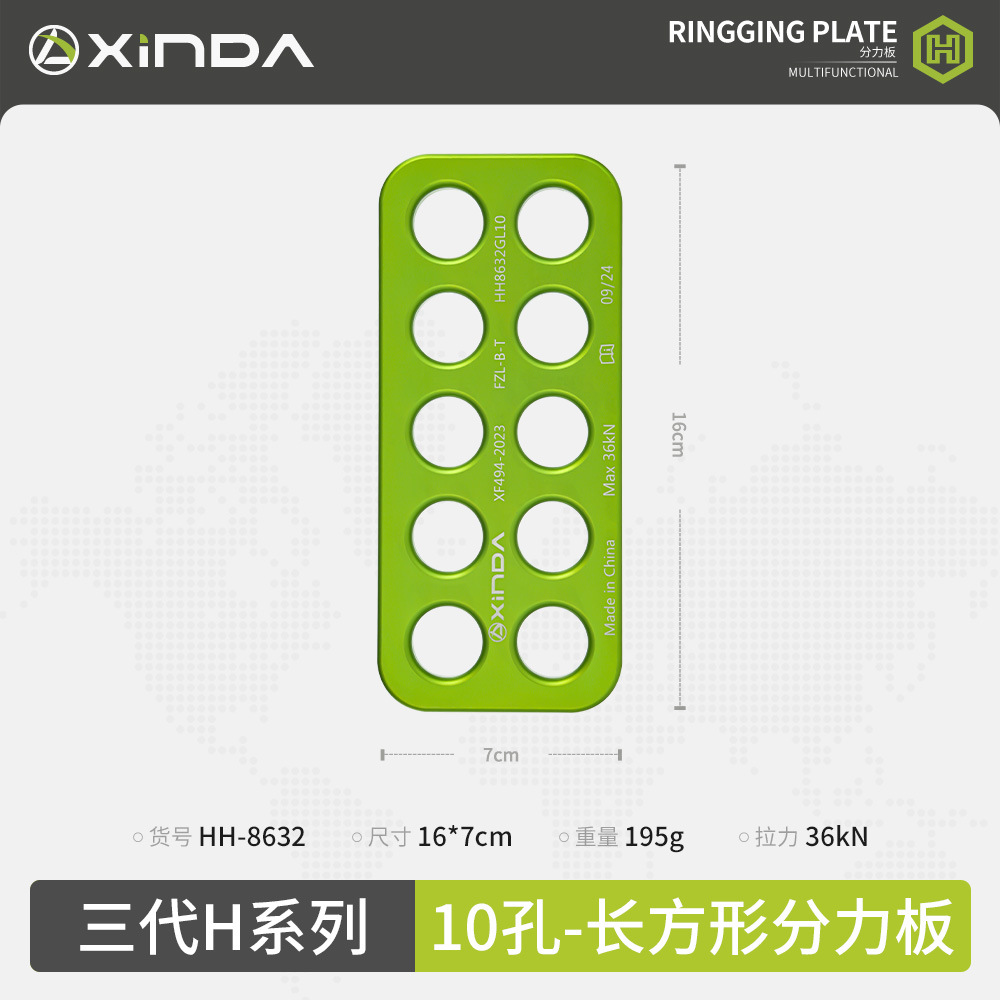 Placa rectangular de modelado de fuerza de tercera generación con 10 orificios.