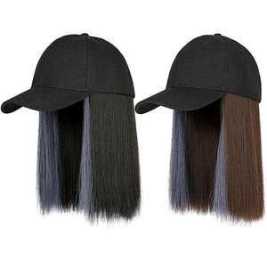 Nuovo Trend Moda Parrucca Lunga Liscia Stile Senior con Cappello da Baseball Regolabile Rimovibile Multicolore Casual - Product Image 1