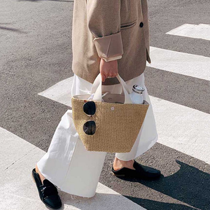 <span class=keywords><strong>Sac</strong></span> de plage en paille fait main avec broderie de perles, doublure en toile imperméable, deux poignées et chaînes, nouveau modèle <span class=keywords><strong>fantaisie</strong></span> et mignon, prix abordable, en promotion - Product Image 6