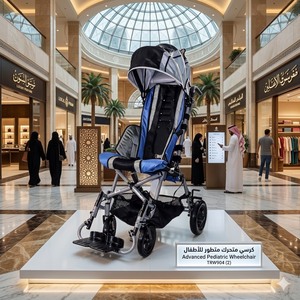 CE All Terrain Adjustable Recliner Standing Frame Tilt-In Space Buggy Cerebral Palsy CP Children Manual Wheelchair For Sale - Product Image 3