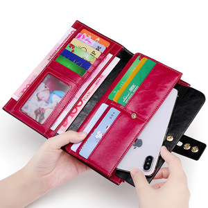 Cartera Larga para Mujer, de Cuero Vacuno Genuino, Bolsos de Mano Elegantes, Multifuncionales, Casuales, de Gran Capacidad - Product Image 4