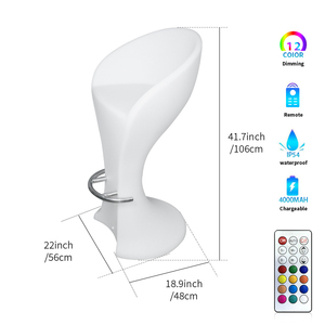 Tabouret de bar moderne à LED RGB rechargeable, résistant à l'eau, écologique, 16 couleurs changeantes, télécommande, design moderne, <span class=keywords><strong>chaise</strong></span> haute pour clubs - Product Image 5