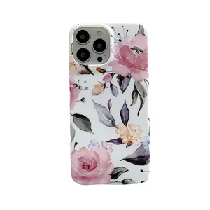 ZJ017 غطاء هاتف محمول تصميم شمال أوروبي كلاسيكي على شكل أزهار وأوراق صغيرة لحماية هاتف iPhone14 Pro Max15