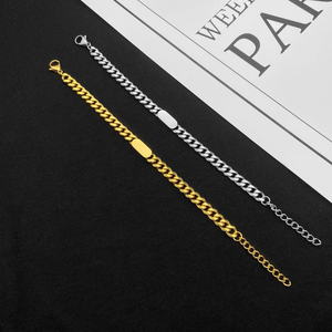 Hip Hop joyería Bisuteria Acero inoxidable oro barra en blanco Cadena <span class=keywords><strong>Cubana</strong></span> pulsera de eslabones cubanos - Product Image 6