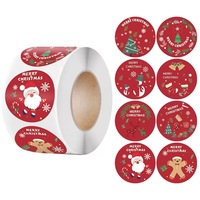Étiquettes d'emballage cadeau autocollantes à motif clair de haute qualité personnalisées en usine, autocollants de scellage pour boîtes cadeaux, étiquettes de Noël