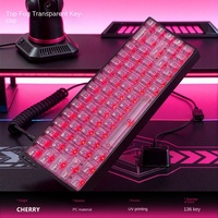 [Teclas Personalizadas Negras Translúcidas de Primera Calidad] Teclado Mecánico Retroiluminado para PC, Éxito de Ventas Transfronterizo, Inglés, Japonés, Ruso, Coreano