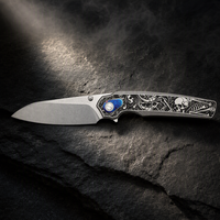 Couteau pliant EDC robuste XF06 en acier M390 véritable, finition Stonewash ultra-fine, incrustation Timascus gravée au titane, 4,0 mm