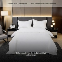 Parure de lit en satin 400 fils de qualité hôtelière Star, blanc uni, housse de couette, taille personnalisable disponible pour l'achat en gros de linge de luxe pour hôtels et lodges.