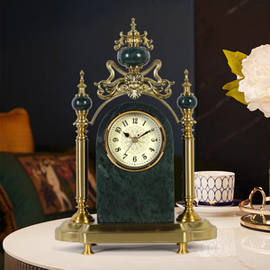 Elegant <b>Table</b> <b>Clock</b> Oval Shape Silent Quartz <b>Clock</b> American Style Living Room Decoration Desktop <b>Clock</b> - Product Image 2