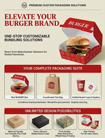 Boîte à hamburger à couvercle rabattable, conteneur à clapet pour hamburger, emballage pour restauration rapide en papier kraft à charnière