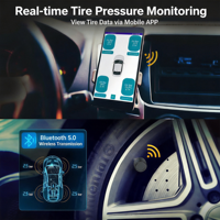 Sensor TPMS BLE para Auto, Sin Programación, Monitor Externo, Compatible con Aplicaciones Android e iOS, Descarga, Anti-Robo, Impermeable