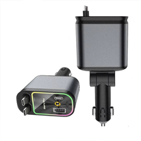 Chargeur de voiture universel 120W avec 2 câbles rétractables de type C pour iPhone, alimentation, chargeurs, chargeur de voiture 5 en 1 avec lumière étoilée