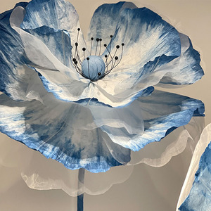 Décoration de mariage <span class=keywords><strong>fleurs</strong></span> ouverture et fermeture <span class=keywords><strong>fleurs</strong></span> bleu blanc Halo teinture artisanat 3d papier énorme grande fleur géante fleur - Product Image 2