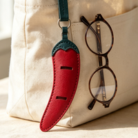 Porte-lunettes en cuir PU en forme de piment, attache pour sacs à main et sacs à dos, usage quotidien
