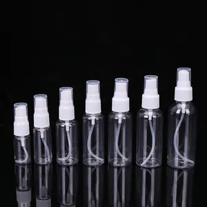 Transparente Feinnebel-Sprüh flasche 30ml 50ml 60ml 80ml 100ml 120ml 150ml PET-Kunststoff flasche mit Sprüh pumpe