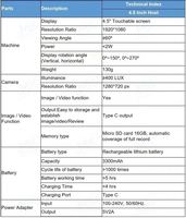Caméra d'anesthésie portable, vidéo-laryngoscope avec écran 3'', vidéo-laryngoscope ORL avec 6 lames réutilisables
