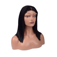 Vente en gros Perruque réelle transfrontalière perruque lace double dessinée cheveux humains couvre-chef féminin cheveux courts