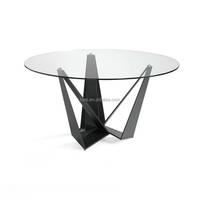 Table à manger ronde en verre trempé, meubles de salle à manger, en forme de cercle, moderne