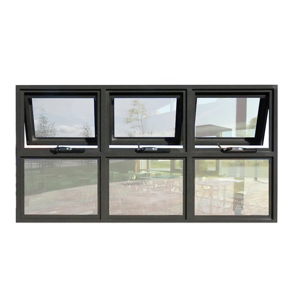 アルミニウム固定開き窓二重ガラス窓とドア日よけ傾斜ターンウッド窓グラフィックデザインステンレス鋼