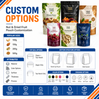250g 500g Recyclebare notenstand-up pouches, voedselveilige PE transparante zakken met ritssluiting en venster voor gedroogd fruit en snacks