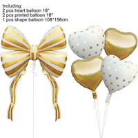 Ballon en aluminium de grande taille en forme de nœud papillon style français, élégant ballon à pois en forme de cœur pour la décoration de douche nuptiale et de mariage