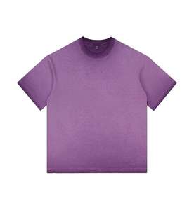 Camiseta de Hombre de Cuello Redondo con Cambio Gradual de Color, Talla Grande, Informal, Tejida, 100% Algodón, Impresión Digital Sólida, Transpirable, 350G - Product Image 5