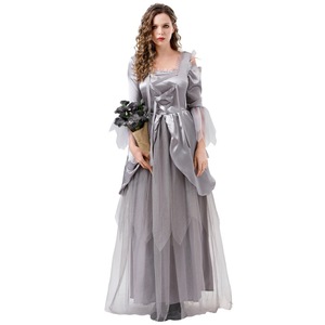 Costume de mariée fantôme Yi Xiaoyi gris pour femme adulte, robe de cosplay d'Halloween à manches longues, tenue de soirée longue - Product Image 5